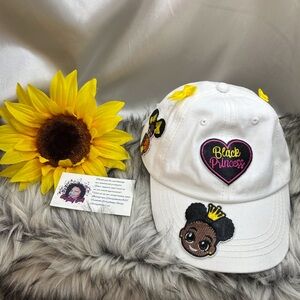 White Kids Cap with Embroidered Patches